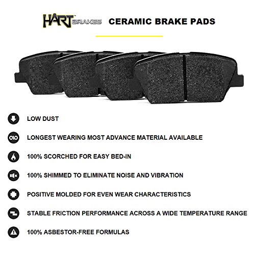 Hart Brakes Front Rear Brakes and Rotors Kit |Front Rear Brake Pads| Brake Rotors and Pads| Ceramic Brake Pads and Rotors |fits 2019-2021 Ford Ranger