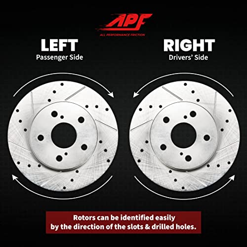 APF All Performance Friction - Full Brake Kit Compatible For Honda Odyssey 2005-2010 Zinc Drilled and Slotted Rotors with Carbon Fiber Pads