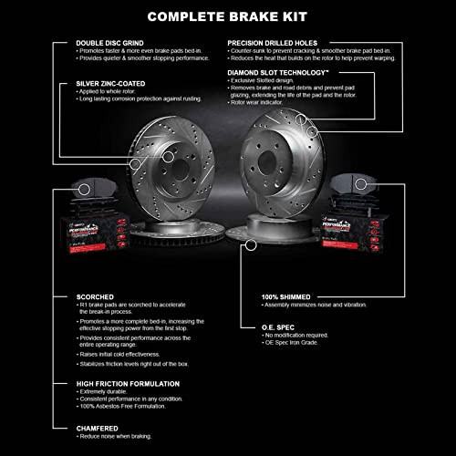 R1 Concepts Front Rear Brakes and Rotors Kit |Front Rear Brake Pads| Brake Rotors and Pads| Performance Off-Road Brake Pads and Rotors|fits 2017-2022 Nissan Titan