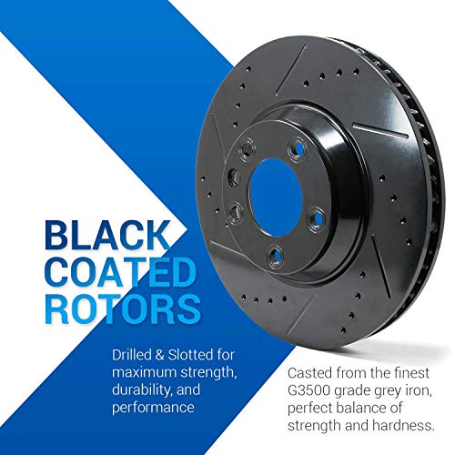 AM Autoparts Front & Rear Ceramic Brake Pad And Drilled/Slotted Coated Rotor Kit For BMW 5/6 Series