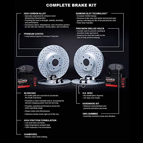 R1 Concepts Front Rear Brakes and Rotors Kit |Front Rear Brake Pads| Brake Rotors and Pads| Performance Off-Road Brake Pads and Rotors | Hardware Kit|fits 2010-2022 Lexus GX460; Toyota 4Runner