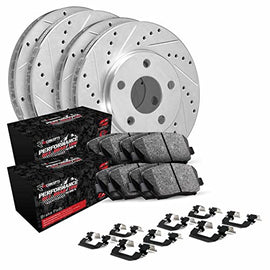 R1 Concepts Front Rear Brakes and Rotors Kit |Front Rear Brake Pads| Brake Rotors and Pads| Performance Off-Road Brake Pads and Rotors | Hardware Kit|fits 2010-2022 Lexus GX460; Toyota 4Runner