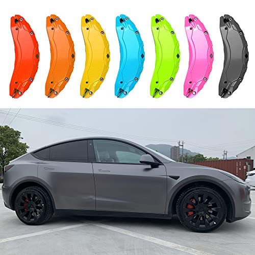 Nakonic 2022 2023 Caliper Covers Compatible with Tesla Model 3, 18 Inch 19 Inch Wheel Hub Size Red Brake Caliper Covers, Model 3 Caliper Covers Set of 4, for 2017-2023 Version (RED, Fit for Model 3)