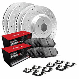 R1 Concepts Front Rear Brakes and Rotors Kit |Front Rear Brake Pads| Brake Rotors and Pads| Optimum OEp Brake Pads and Rotors |Hardware Kit WBUH2-68010