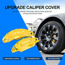 Load image into Gallery viewer, Caliper Covers Set of 4 Compatible with Tesla Model Y Accessories, 2017-2022 19 20 Inch Wheel Hub Front and Rear Brake Caliper Covers，Fit For Tesla Model Y Yellow Brake Caliper (Not Fit Tesla Model 3)