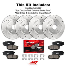 Load image into Gallery viewer, APF All Performance Friction - Full Brake Kit Compatible For Honda Odyssey 2005-2010 Zinc Drilled and Slotted Rotors with Carbon Fiber Pads