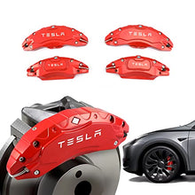 Load image into Gallery viewer, Caliper Covers Set of 4 Compatible with Tesla Model Y Accessories, 2017-2022 19 20 Inch Wheel Hub Front and Rear Brake Caliper Covers，Fit For Tesla Model Y Red Brake Caliper (Not Fit Tesla Model 3)