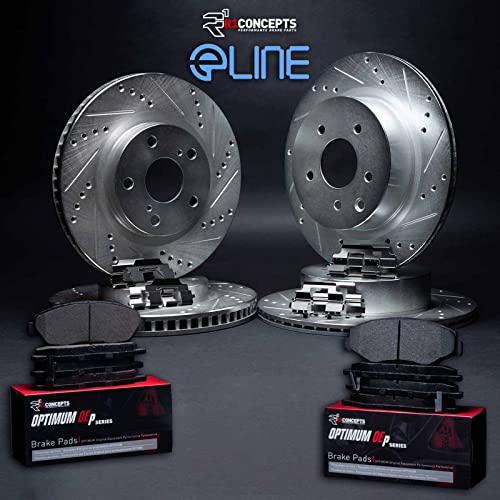 R1 Concepts Front Rear Brakes and Rotors Kit |Front Rear Brake Pads| Brake Rotors and Pads| Optimum OEp Brake Pads and Rotors| Hardware Kit|fits 2017-2020 Buick Enclave; Cadillac XT5, XT6