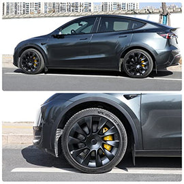 Caliper Covers Set of 4 Compatible with Tesla Model Y Accessories, 2017-2022 19 20 Inch Wheel Hub Front and Rear Brake Caliper Covers，Fit For Tesla Model Y Yellow Brake Caliper (Not Fit Tesla Model 3)