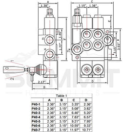 Monoblock Hydraulic Directional Control Valve, 2 Spool, 11 GPM, SAE Ports
