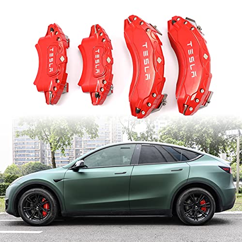 Weishine - Caliper Covers for Tesla Model Y 2017, 2018, 2019, 2020,2021 and 2023 new upgrade designed specifically for Modely 19/20 inch car callipers (Red)