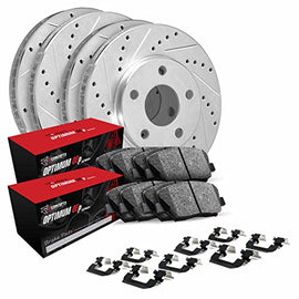 R1 Concepts Front Rear Brakes and Rotors Kit |Front Rear Brake Pads| Brake Rotors and Pads| Optimum OEp Brake Pads and Rotors |Hardware Kit|fits 2017-2020 Hyundai Elantra