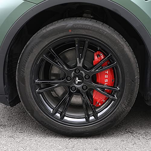 Weishine - Caliper Covers for Tesla Model Y 2017, 2018, 2019, 2020,2021 and 2023 new upgrade designed specifically for Modely 19/20 inch car callipers (Red)