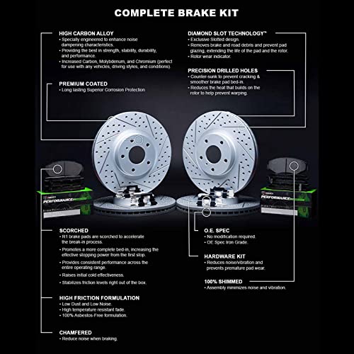 R1 Concepts Front Rear Brakes and Rotors Kit |Front Rear Brake Pads| Brake Rotors and Pads| Performance Sport Brake Pads and Rotors|fits 2015-2022 Ford Mustang