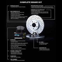 Load image into Gallery viewer, R1 Concepts Front Brakes and Rotors Kit |Front Brake Pads| Brake Rotors and Pads| Euro Performance Sport Brake Pads and Rotors| Hardware Kit WBTH1-31250