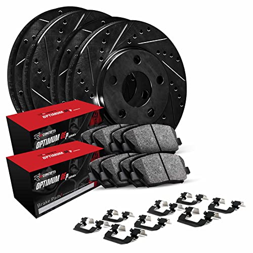 R1 Concepts Front Rear Brakes and Rotors Kit |Front Rear Brake Pads| Brake Rotors and Pads| Optimum OEp Brake Pads and Rotors |Hardware Kit|fits 2012-2022 Dodge Durango; Jeep Grand Cherokee