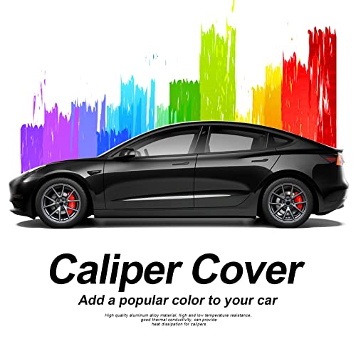 WZRAXJ Break Caliper Cover Fit for 2017-2022 Tesla Model 3 Accessories Wheel Size 18"(235/45) 19"(235/40) Red Caliper Protector Improved Model