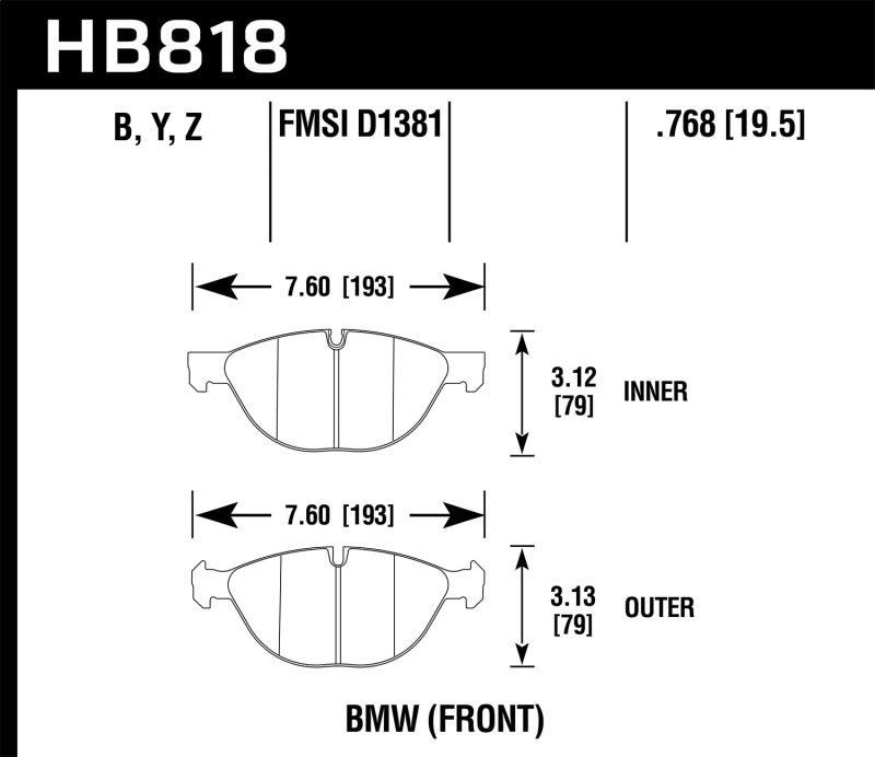 Hawk 11-17 BMW X5 xDrive / 08-17 BMW X6 xDrive HPS 5.0 Front Brake Pads
