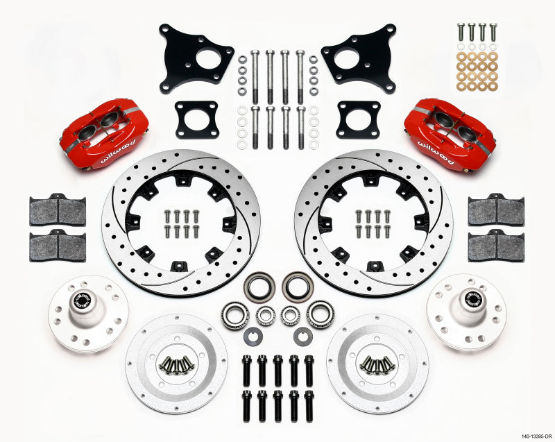 Wilwood Forged Dynalite Front Kit 12.19in Drilled Red AMC 71-76 OE Disc w/o Bendix Brakes