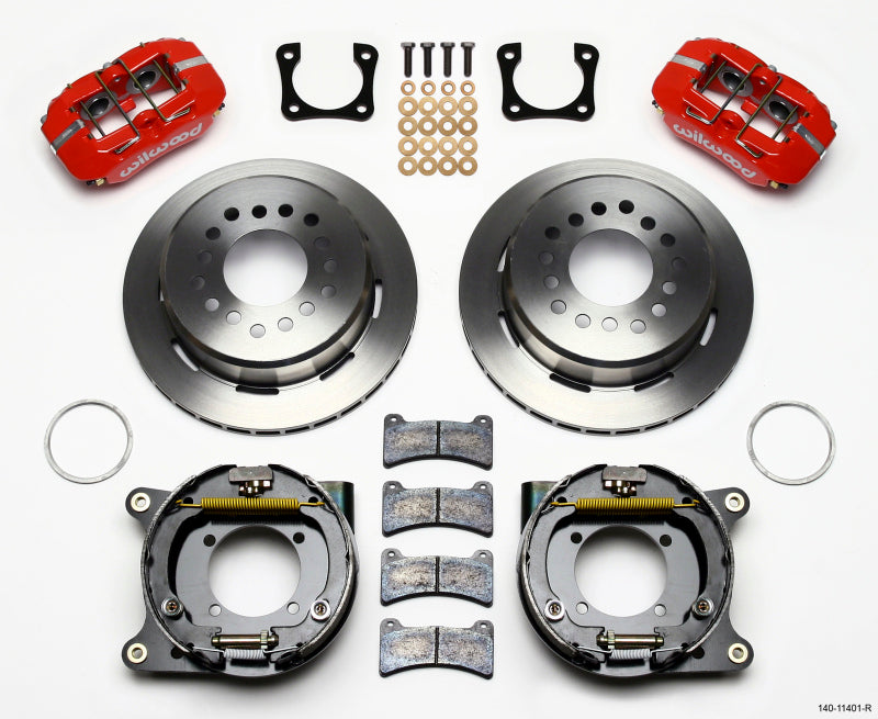 Wilwood Dynapro Low-Profile 11.00in P-Brake Kit - Red Chevy 12 Bolt Spcl 2.81in Offset