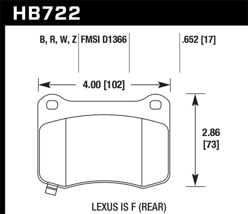 Hawk 08-11 Lexus IS-F Performance Ceramic Rear Brake Pads