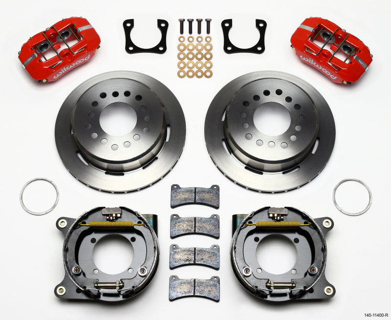 Wilwood Dynapro Low-Profile 11.00in P-Brake Kit - Red Chevy 12 Bolt Spcl 2.81in Off Stag Mount