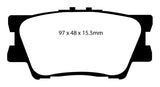 EBC 13+ Lexus ES300h 2.5 Hybrid Yellowstuff Rear Brake Pads