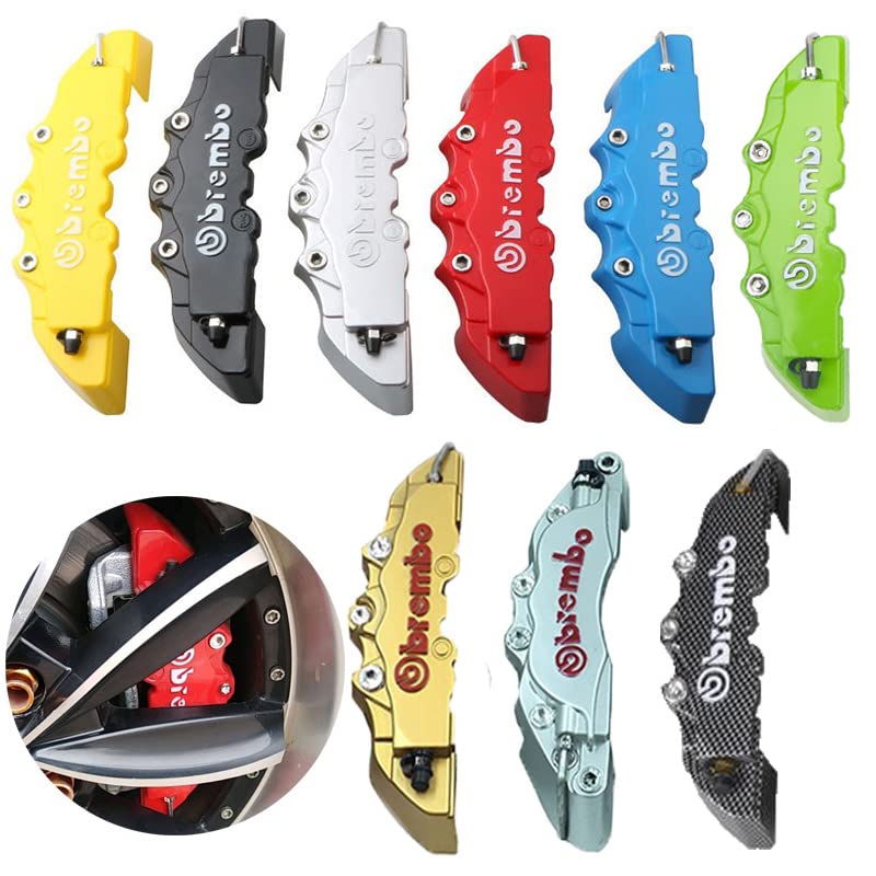 NIPPYCM 8 Colors Universal ABS Plastic Car 3D Disc Brake Caliper Covers with Logos Front Rear Auto Accessories Kit (2PCS