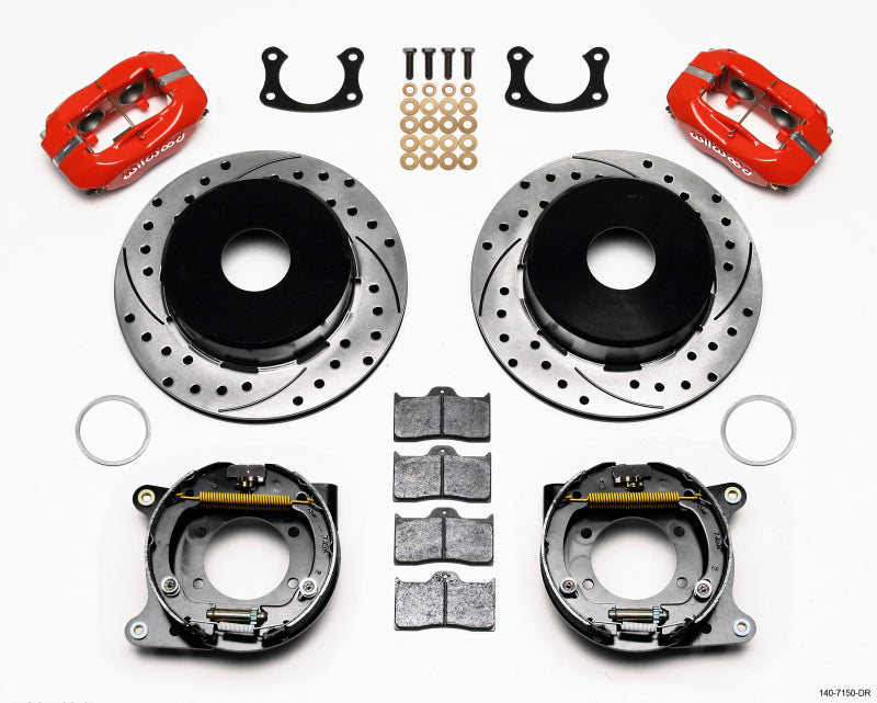 Wilwood Forged Dynalite P/S Park Brake Kit Drilled Red Big Ford New 2.50in Offset Currie Blank