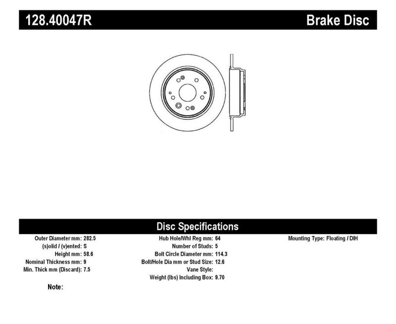 StopTech Drilled Sport Brake Rotor