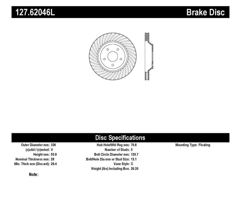 StopTech Slotted & Drilled Sport Brake Rotor