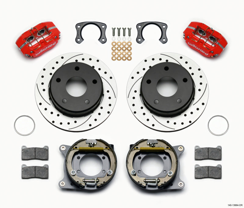 Wilwood Dynapro Lug Mount P/S Park Brake Kit Drilled Red Big Ford New 2.38in Off Bronco 5 x 5.50