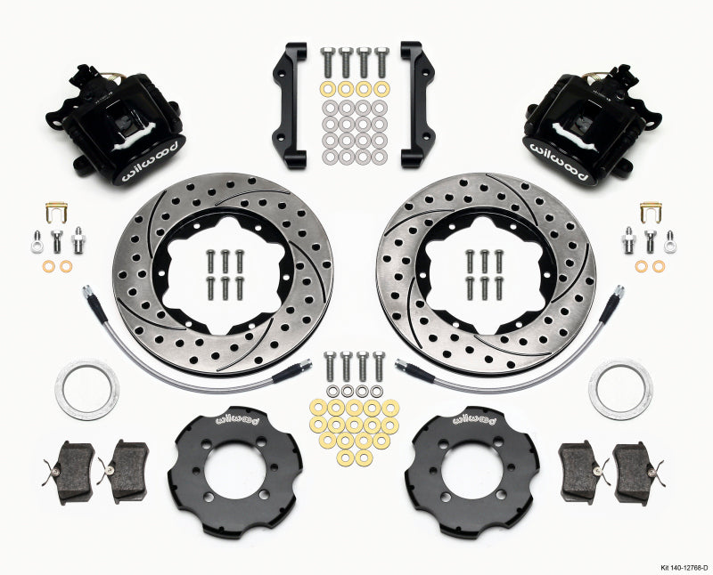 Wilwood Combination Parking Brake Rear Kit 11.00in Drilled 2012 Fiat 500 w/ Lines