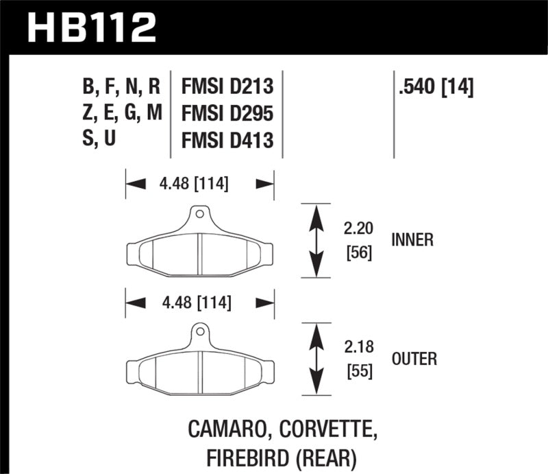 Hawk 84-96 Corvette /88.5-97 Pontiac Firebird Blue 9012 Race Rear Brake Pad