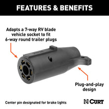 Load image into Gallery viewer, Curt Electrical Adapter (7-Way RV to 6-Round Trailer Center Pin Brake Packaged)