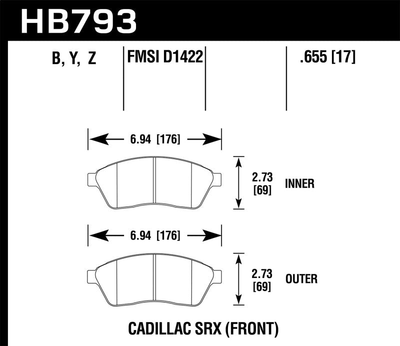 Hawk 10-16 Cadillac SRX HPS 5.0 Front Brake Pads