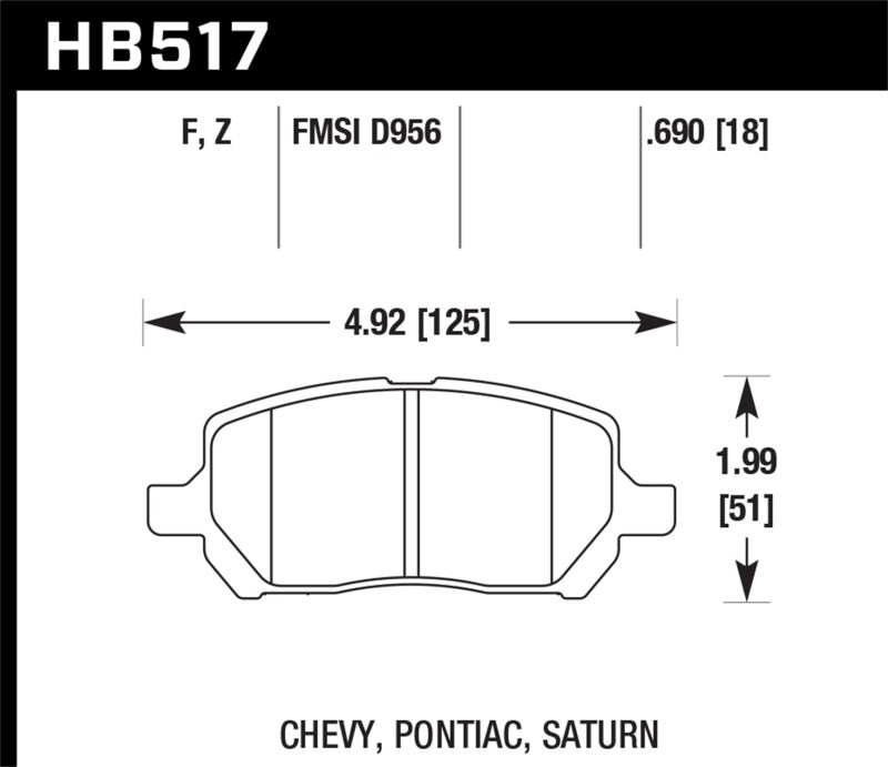 Hawk Pontiac/ Saturn/ Chevrolet HPS Street Front Brake Pads