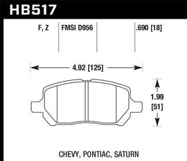Hawk Pontiac/ Saturn/ Chevrolet HPS Street Front Brake Pads