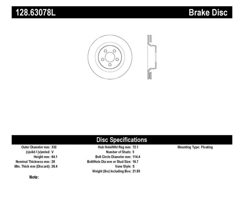 StopTech Drilled Sport Brake Rotor