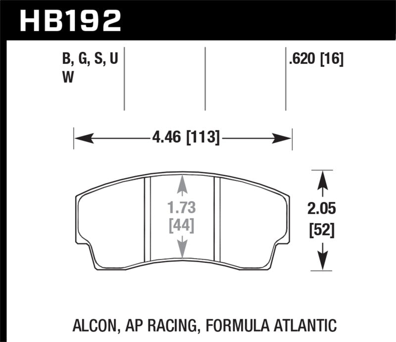 Hawk DTC-80 AP Racing/Alcon 16mm Race Brake Pads
