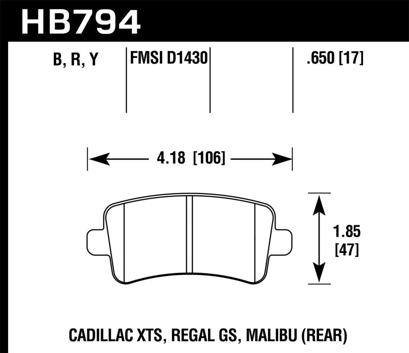 Hawk 13-15 Cadillac XTS HPS 5.0 Rear Brake Pads