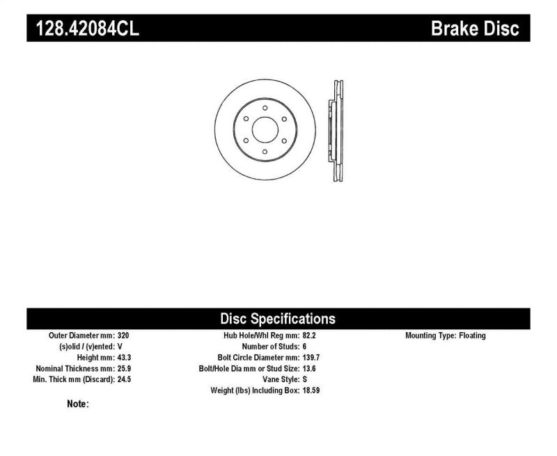 StopTech Cryo Drilled Sport Front Driver Side Brake Rotor
