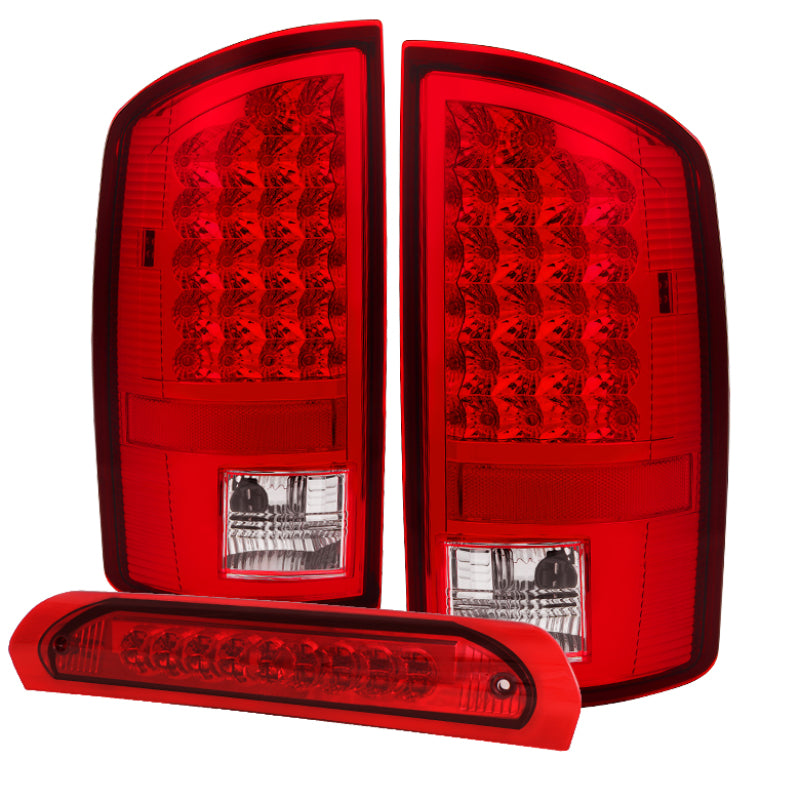 Xtune Dodge Ram 02-06 1500 LED Tail Light w/ LED 3rd Brake Lamps- Red Clear ALT-JH-DR02-LED-SET-RC