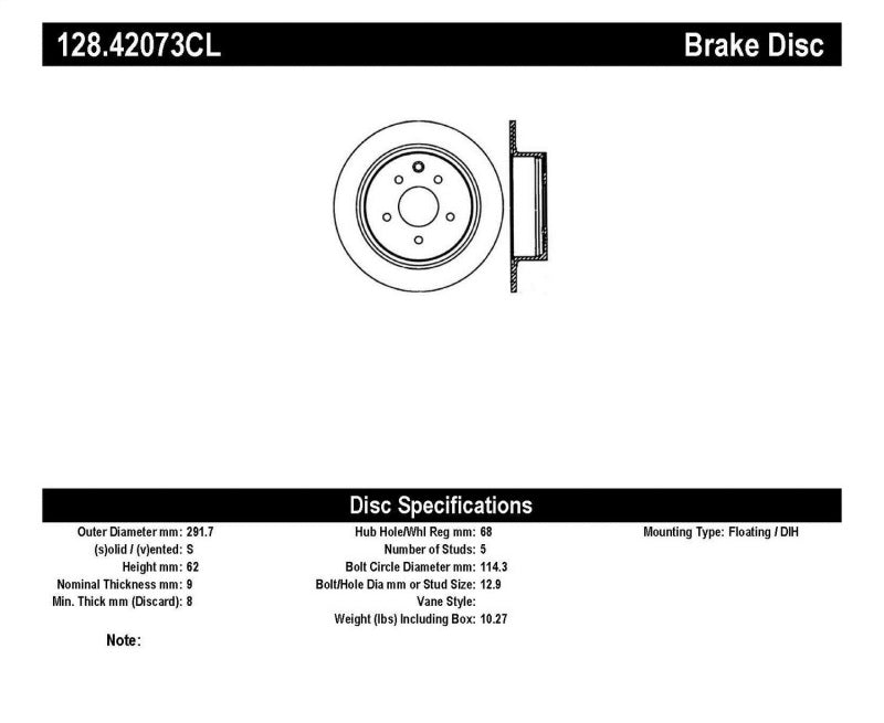 StopTech 02-17 Nissan Altima Sport Drilled Vented 1-Piece Rear Driver Side Brake Rotor