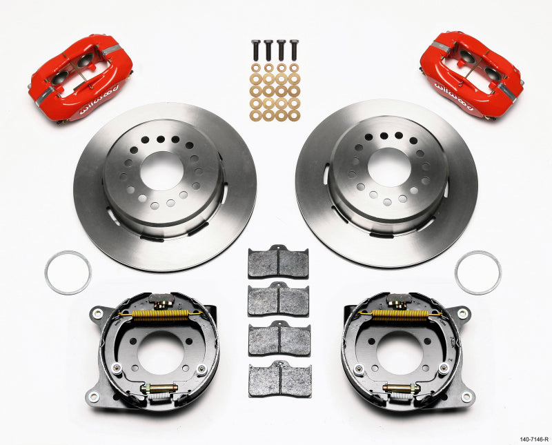Wilwood Forged Dynalite P/S Park Brake Kit Red Ford 8.8 w/2.5in Offset-5 Lug