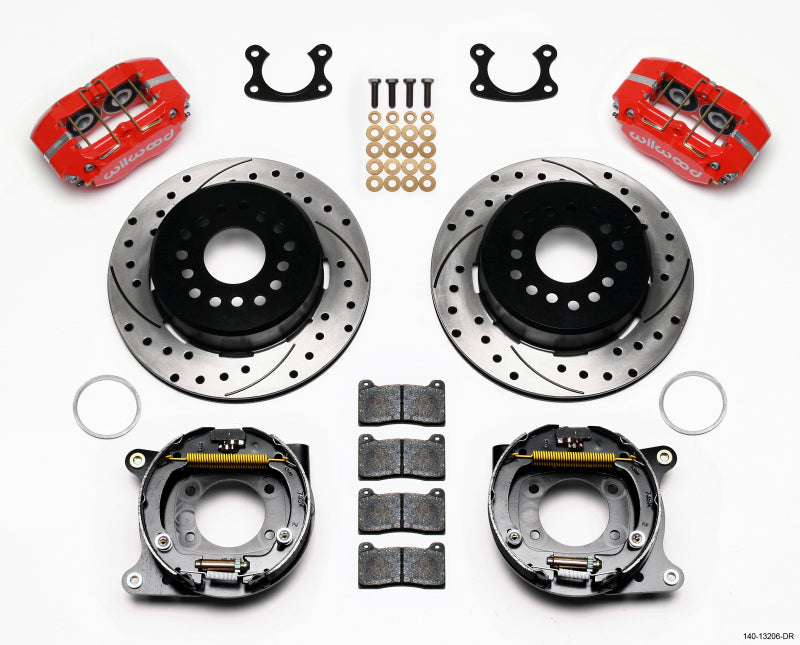 Wilwood Dynapro Dust-Boot P/S Park Brake Kit Drilled Red Small Ford 2.50in Offset