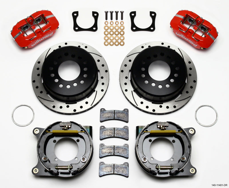 Wilwood Dynapro Low-Profile 11.00in P-Brake Kit Drill-Red Chevy 12 Bolt Spcl 2.81in Offset