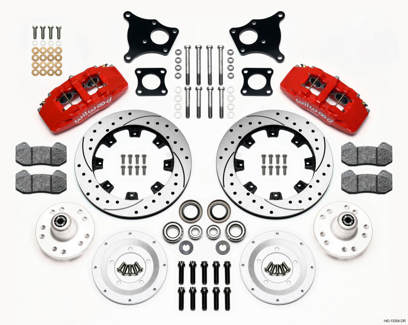 Wilwood Dynapro 6 Front Hub Kit 12.19in Drilled Red AMC 71-76 OE Disc w/o Bendix Brakes