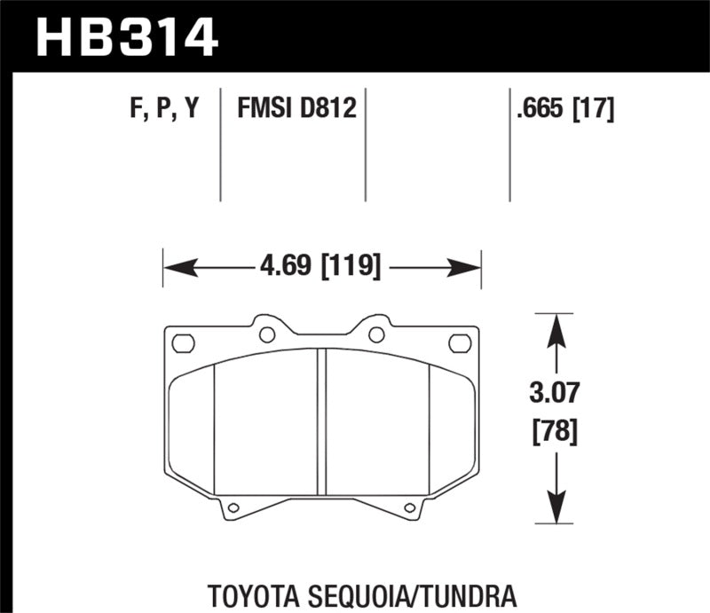 Hawk 03 Toyota Tundra 3.4L/4.7L / 01-02 Sequoia 4.7L HPS Street Front Brake Pads