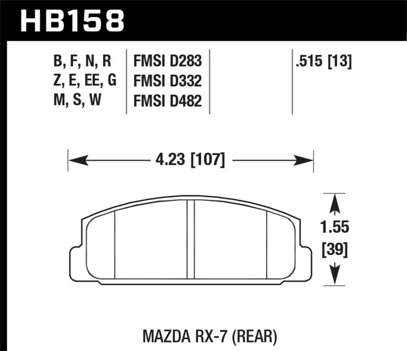 Hawk 03-05 Mazda 6 / 84-91 & 93-95 RX-7 Black Race Rear Brake Pads